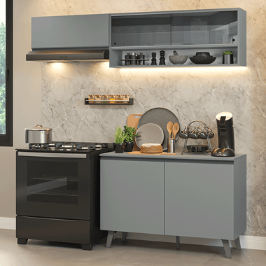 Cocina Compacta 200 cm 5 Puertas Gris Nice Madesa