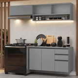 Combo de Cocina Flotante 200cm Gris Nice Madesa 11
