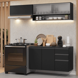 Cocina Compacta 200 cm Flotante Negro Nice Madesa 11
