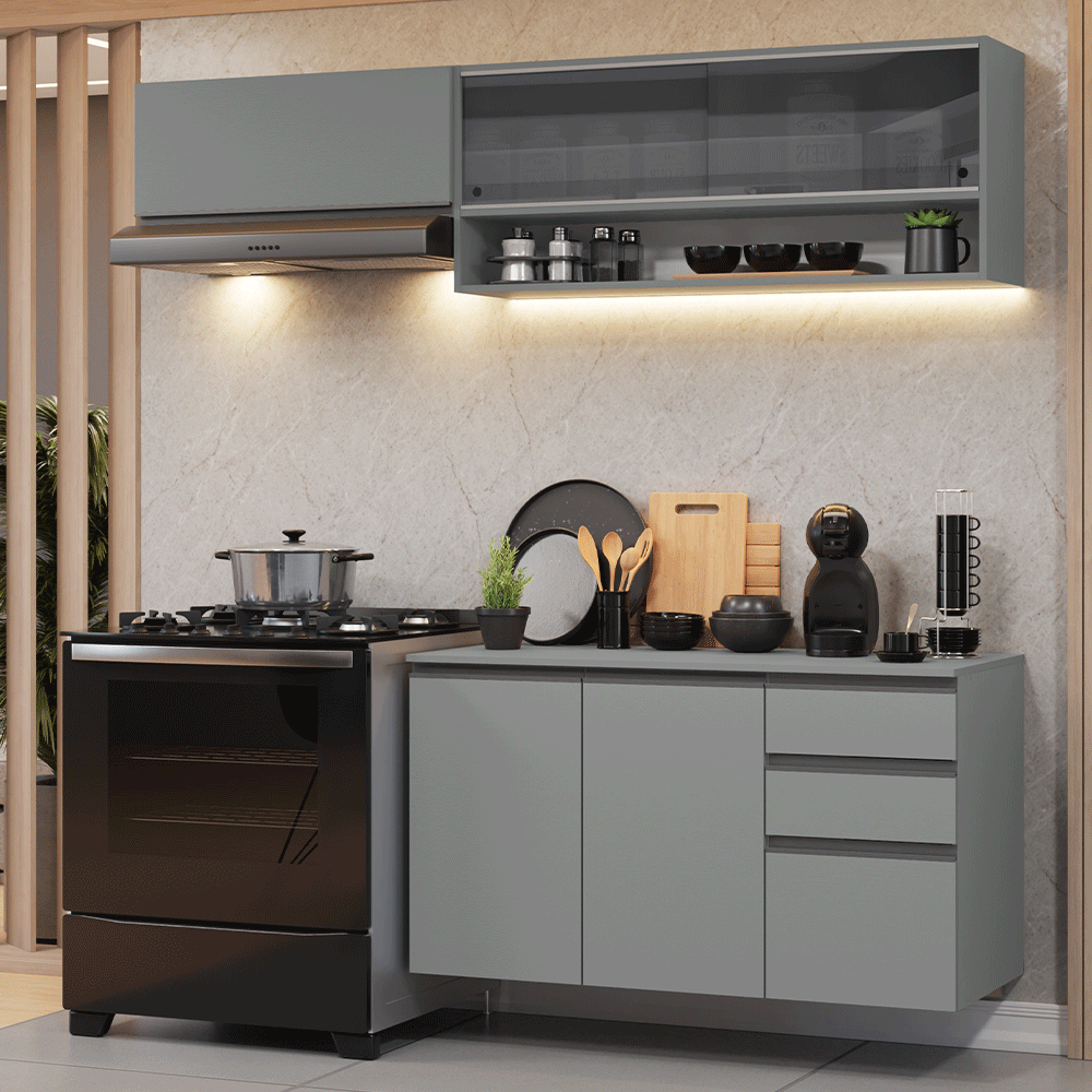 Combo de Cocina Flotante 200cm Gris Nice Madesa 12