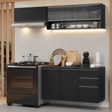 Cocina Compacta 200 cm Flotante Negro Nice Madesa 12