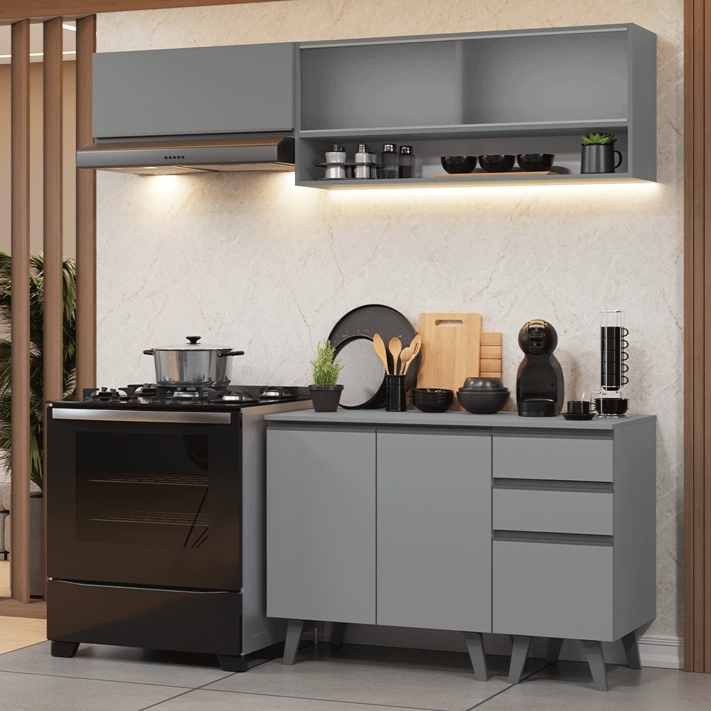 Combo de Cocina 200cm Gris Nice Madesa 13