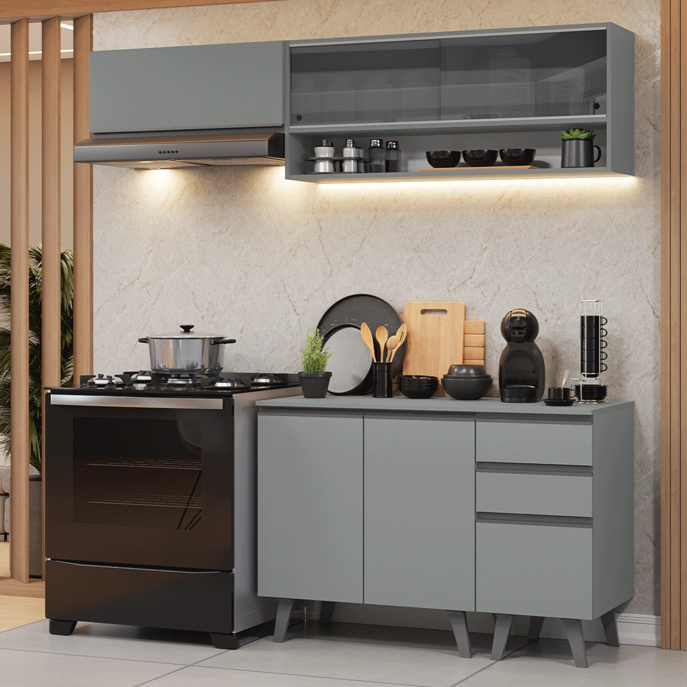 Combo de Cocina 200cm Gris Nice Madesa 14