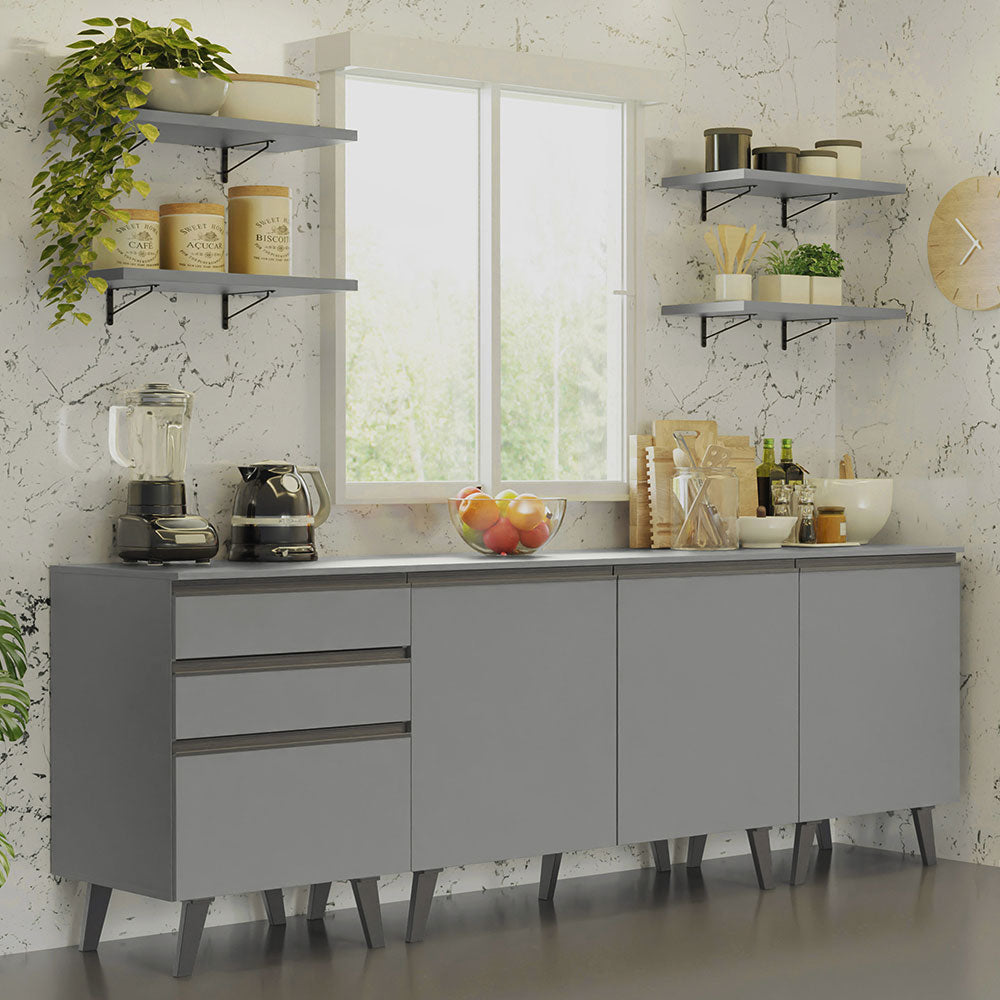 Cocina Compacta 240 cm Gris Nice Madesa 01