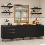 Combo Completo de Cocina 240 cm Negro Nice Madesa 01