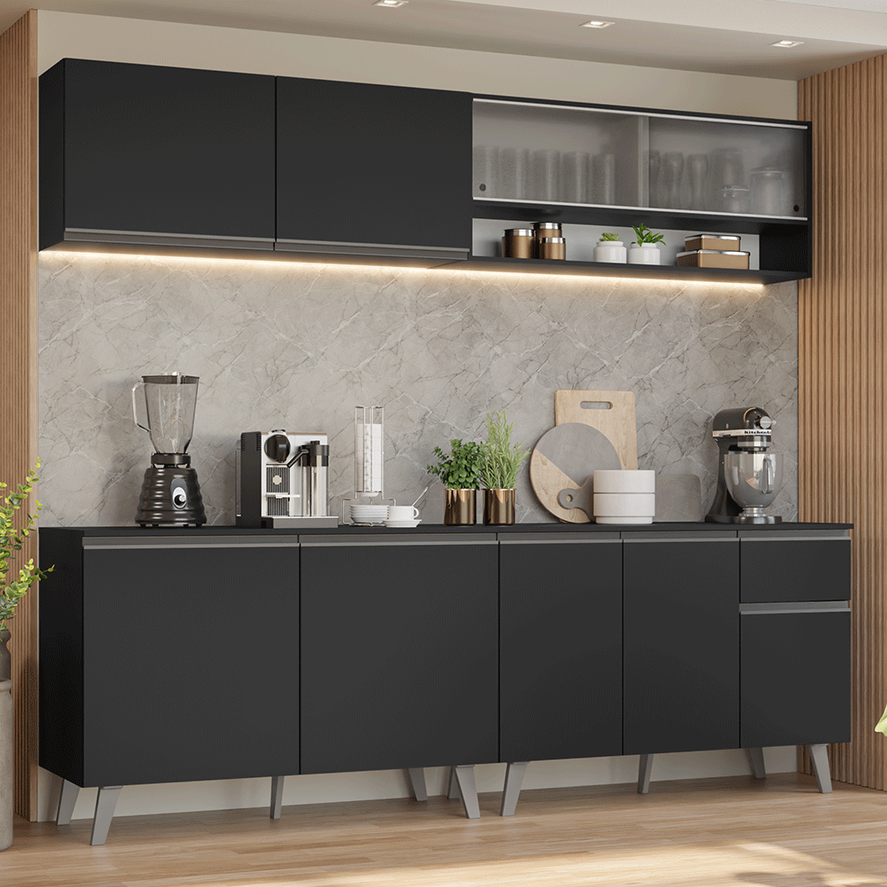 Combo completo de Cocina 260 cm Negro Nice Madesa 02