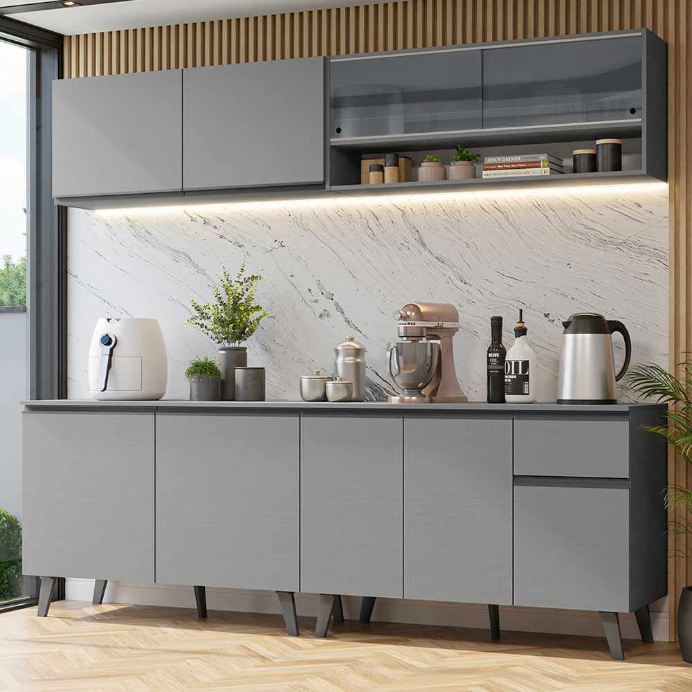 Combo Completo de Cocina 240 cm Gris Nice Madesa 03