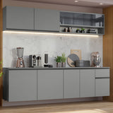 Combo Completo de Cocina Flotante 240 cm Gris Nice Madesa 05