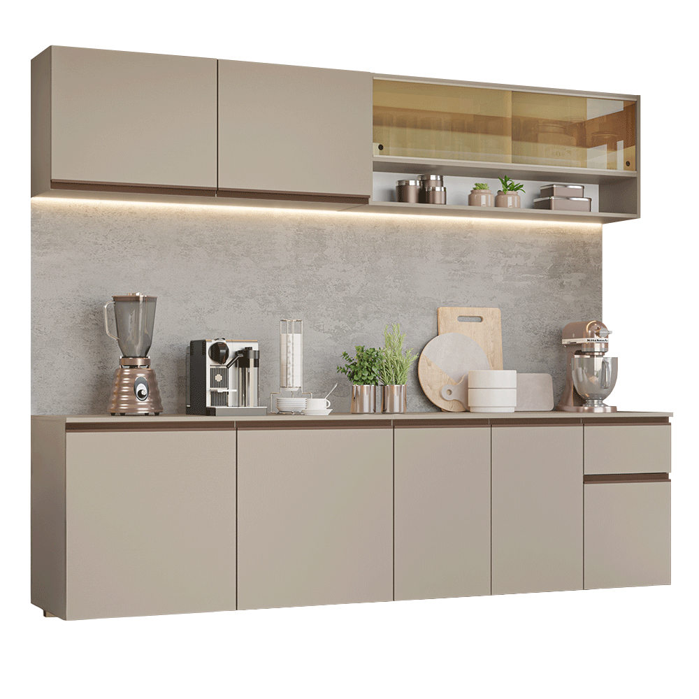 Combo de Cocina 240 cm Sin Patas Nice Crema 05