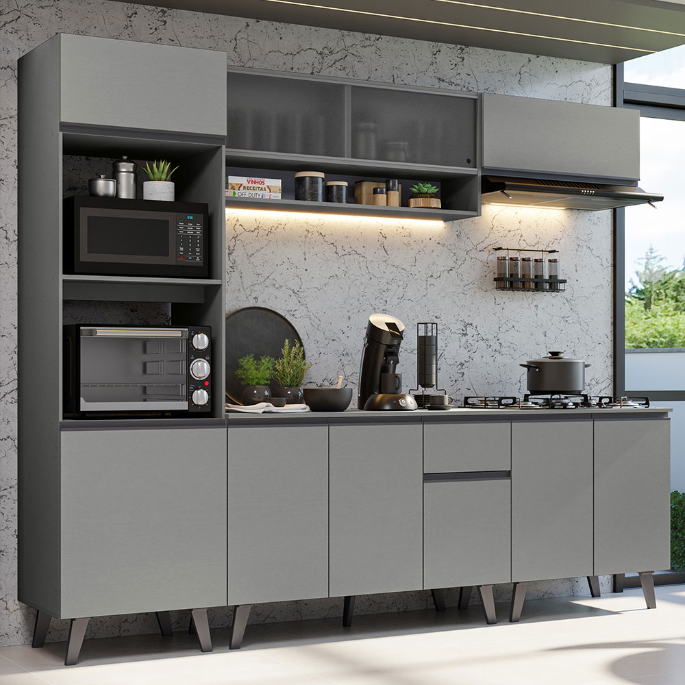 Combo Completo de Cocina 260 cm Gris Nice Madesa 02