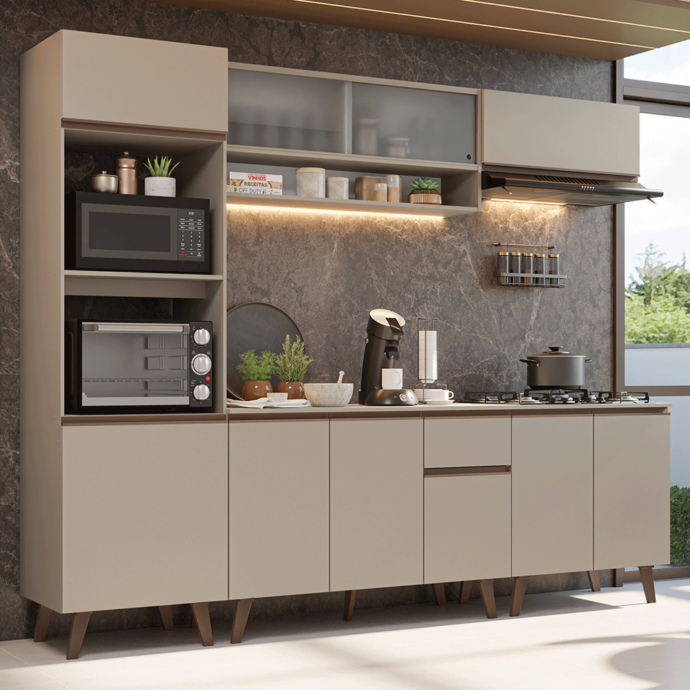 Combo de Cocina 260 cm Con Patas Nice Crema 02