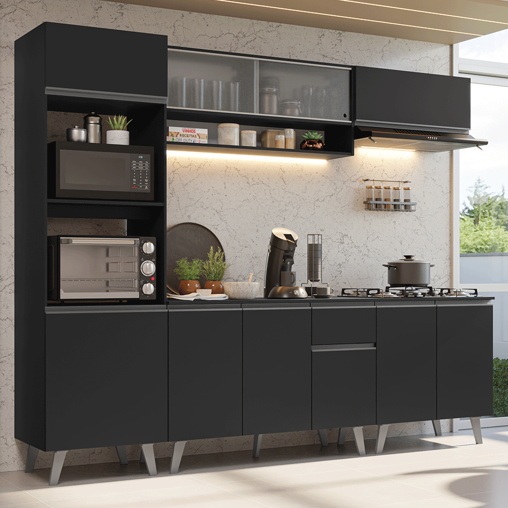 Combo completo de Cocina 260 cm Negro Nice Madesa 02