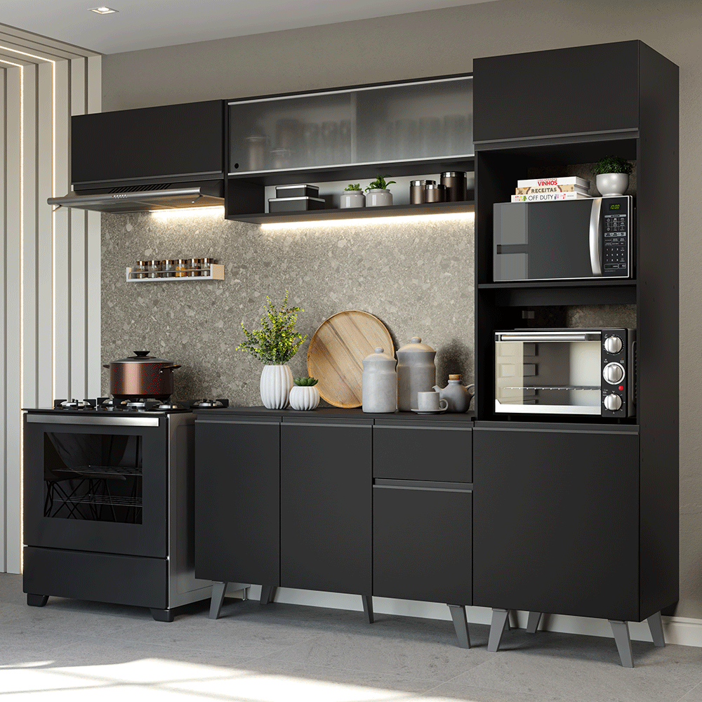 Combo completo de Cocina 260 cm Negro Nice Madesa 04