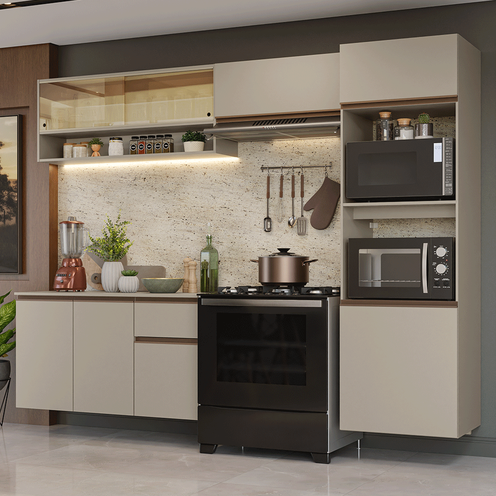 Combo de Cocina 260 cm Sin Patas Nice Crema 10