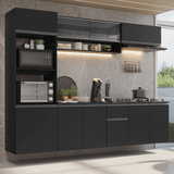 Combo completo de Cocina 260 cm Flotante Negro Nice Madesa 014