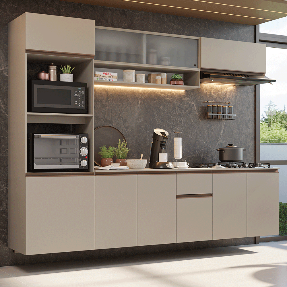 Combo de Cocina 260 cm Sin Patas Nice Crema 15