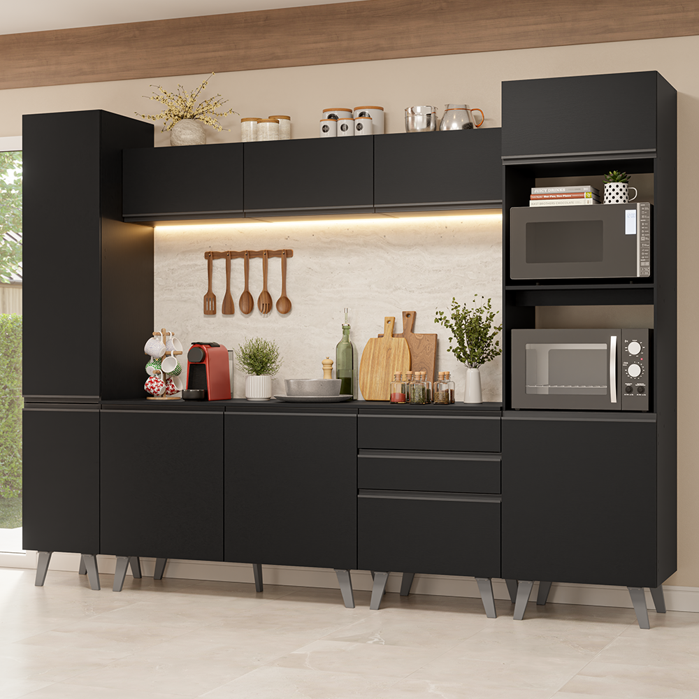 Combo Completo de Cocina 280 cm Negro Nice Madesa 01