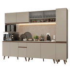 Combo Completo de Cocina 280 cm 11 Puertas 1 Cajón Crema Nice Madesa