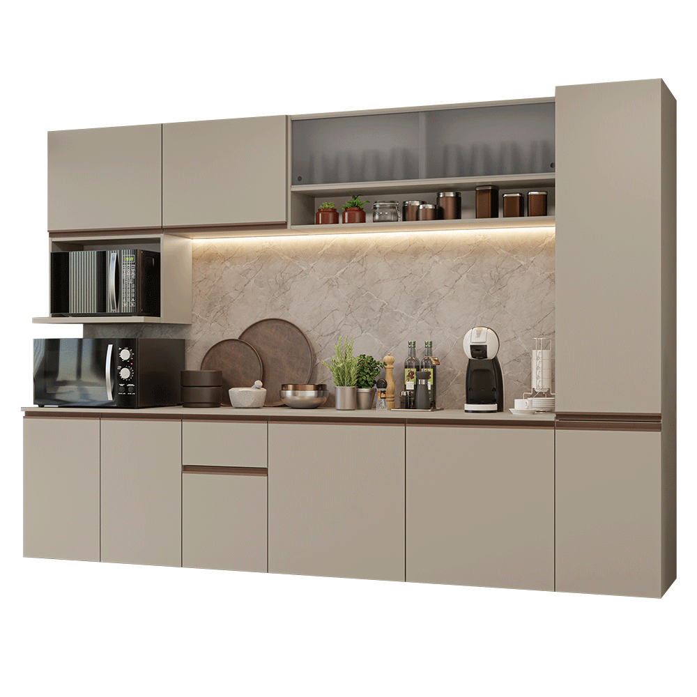 Combo completo de Cocina 280 cm Flotante Crema Nice Madesa 04