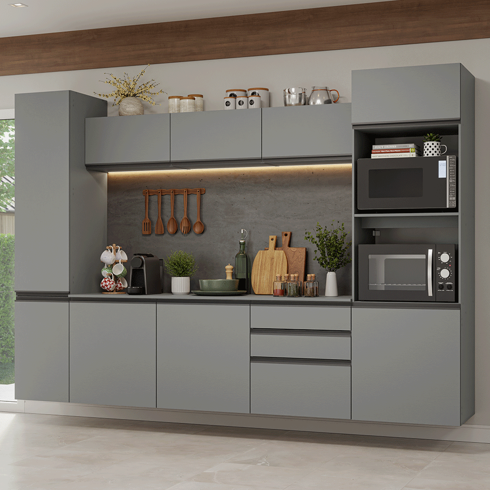 Combo completo de Cocina 280 cm, Flotante Gris Nice 06