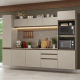 Combo completo de Cocina, 280 cm, flotante, Crema Nice 06