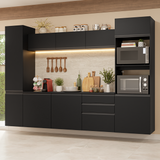 Combo Completo de Cocina 280 cm Flotante Negro Nice Madesa 06