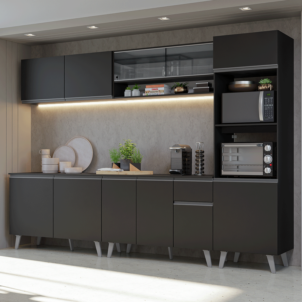 Combo Completo de Cocina 300 cm Negro Nice Madesa 01