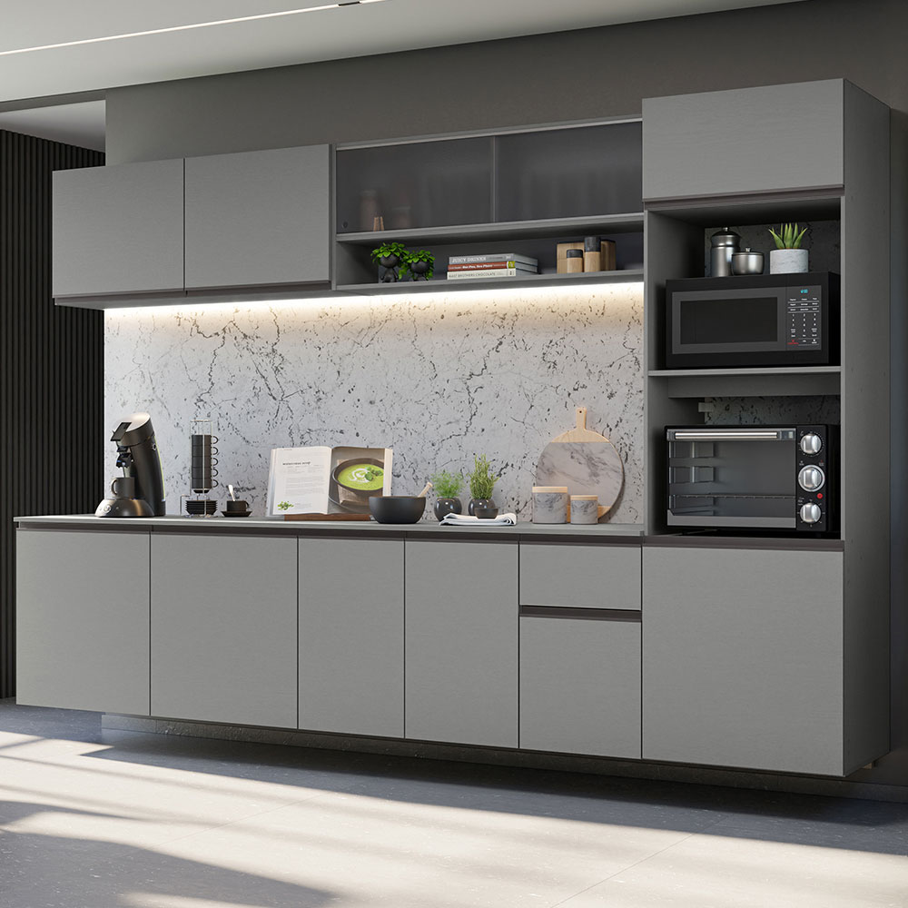 Combo Completo de Cocina Flotante 300 cm Gris Nice Madesa 04