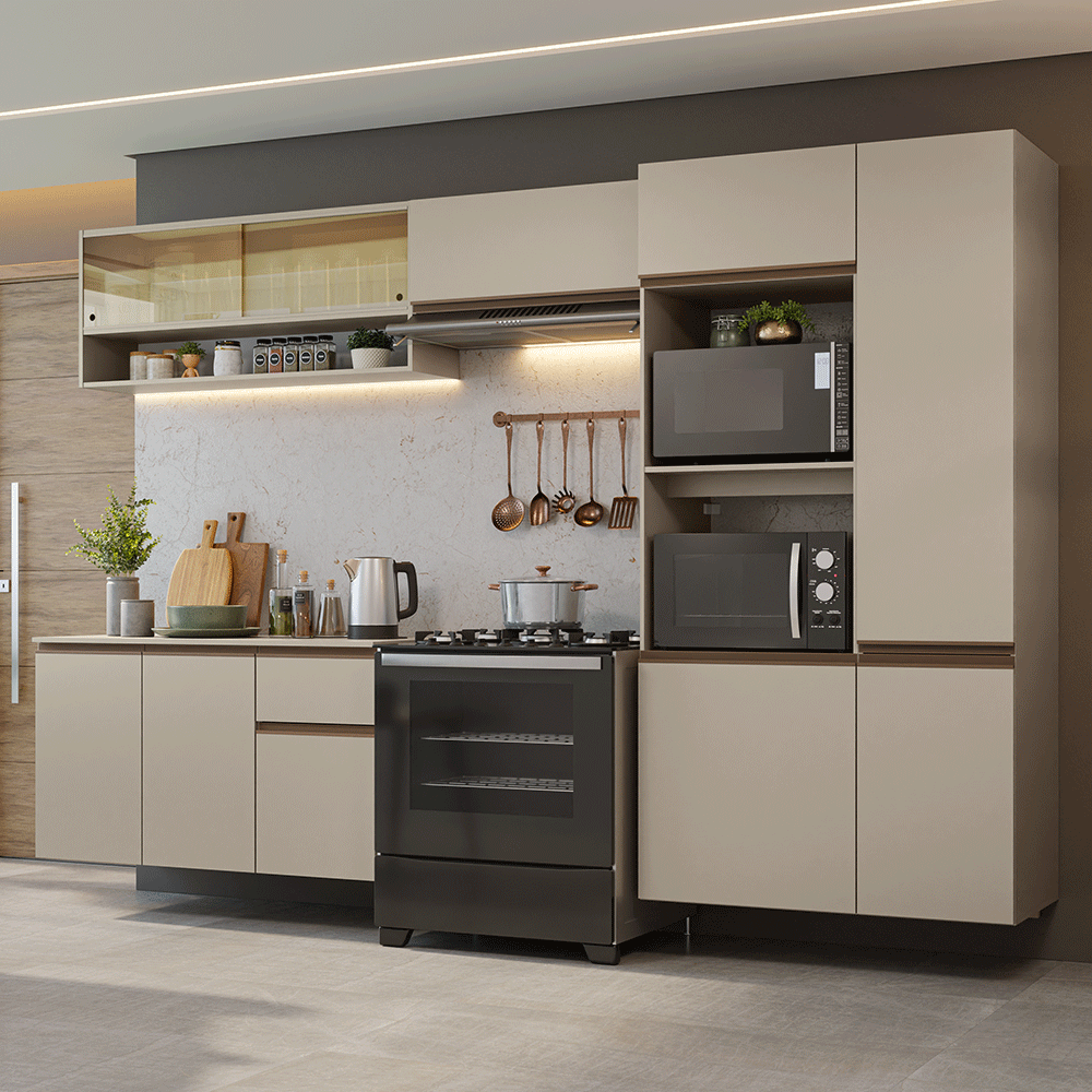 Combo de Cocina 300 cm Sin Patas Nice Crema 07