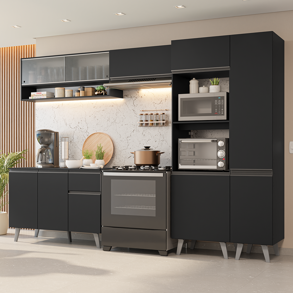 Combo Completo de Cocina 300 cm Negro Nice Madesa 08