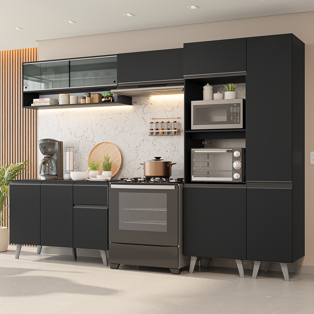 Combo Completo de Cocina 300 cm Negro Nice Madesa 09