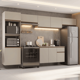 Combo completo de Cocina, 340 cm, Flotante, Crema Nice 02