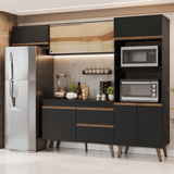 Mueble de Cocina Completa Pieta 260 cm 8 Puertas 1 Cajón (Con Mesada) Negro Madesa