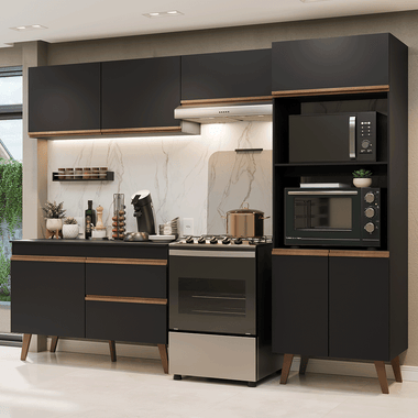 Combo completo de Cocina 260 cm Negro Pieta Madesa