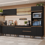Mueble de Cocina Completa Pieta 310 cm 11 Puertas 1 Cajón (Con Mesada) Negro 01 Madesa
