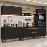 Mueble de Cocina Completa Pieta 310 cm 11 Puertas 1 Cajón (Con Mesada) Negro 02 Madesa