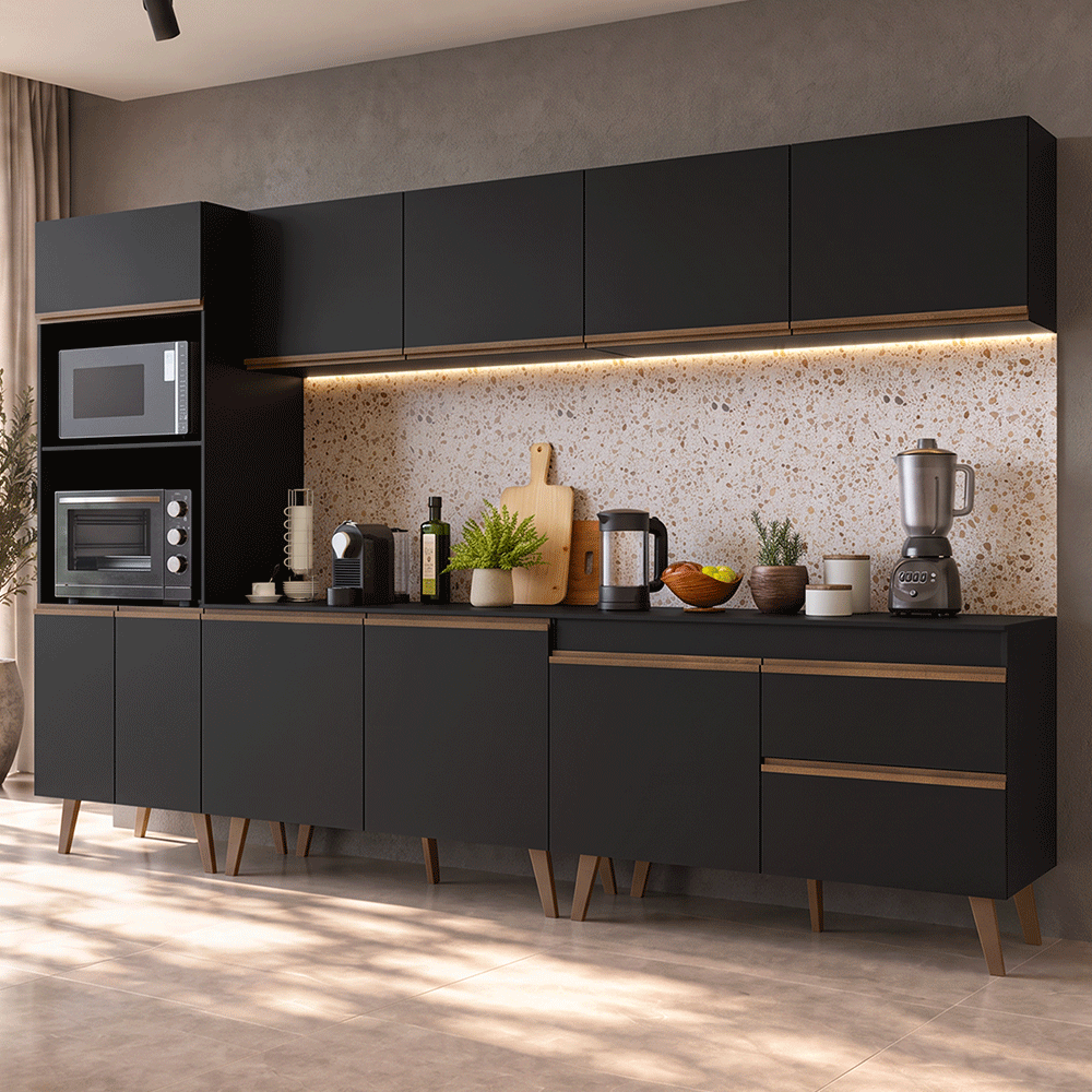Cocina Compacta 310 cm Negro Pieta Madesa