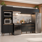 Combo completo de Cocina 330 cm Negro Pieta Madesa