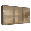 Kit 2 Alacenas 120 cm 3 Puertas con Vidrio Reflecta Bronce Marrón/Negro Vinilo Madesa