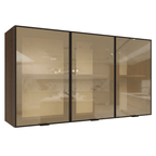 Kit 2 Alacenas 120 cm 3 Puertas con Vidrio Reflecta Bronce Marrón/Negro Vinilo Madesa