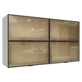 Kit 4 Alacenas 120 cm 4 Puertas con Vidrio Reflecta Bronce Blanco/Negro Vinilo Madesa