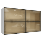 Kit 4 Alacenas 120 cm 4 Puertas con Vidrio Reflecta Bronce Blanco/Negro Vinilo Madesa