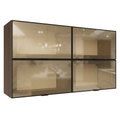 Kit 4 Alacenas 120 cm 4 Puertas con Vidrio Reflecta Bronce Marrón/Negro Vinilo Madesa
