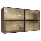 Kit 4 Alacenas 120 cm 4 Puertas con Vidrio Reflecta Bronce Marrón/Negro Vinilo Madesa