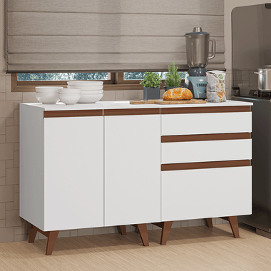 Cocina Compacta 130 cm 2 Puertas 3 Cajones Blanco Reims Madesa