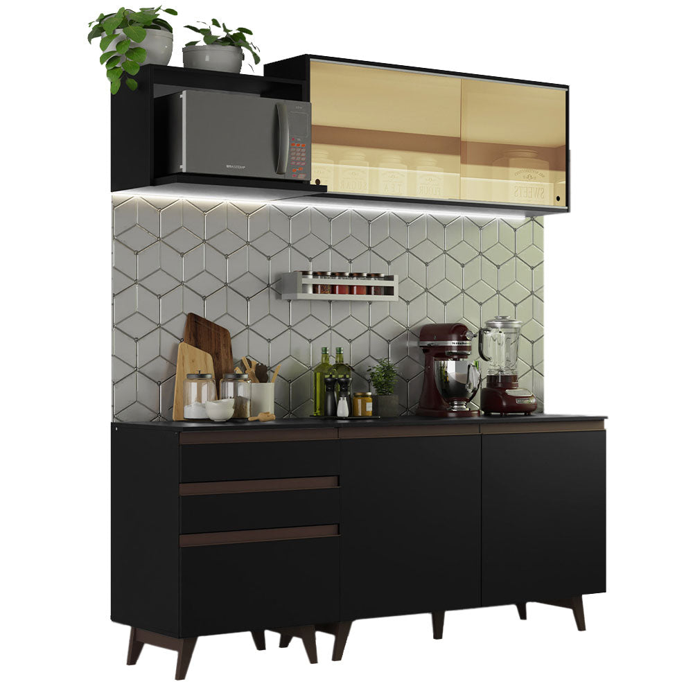 Combo de Cocina Compacta 180cm Negro Reims Madesa 01