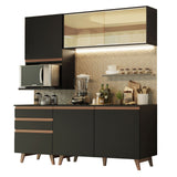 Cocina Compacta 180 cm Reims Negro 01