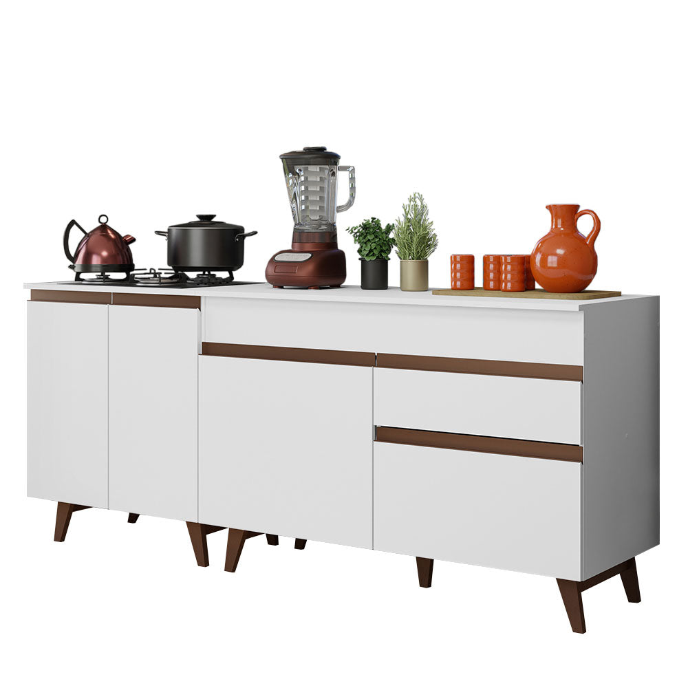 Kit de 2 Bajo Mesada de Cocina 4 Puertas 1 Cajón (Con Tapa) Reims Blanco