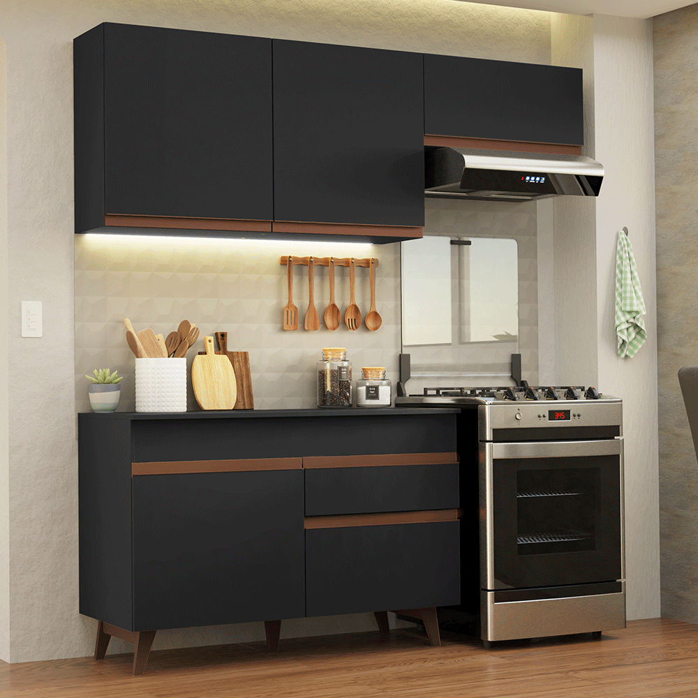 Cocina Compacta 190 cm Reims Negro 04