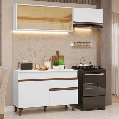 Cocina Compacta 190 cm 5 Puertas 1 Cajón Blanco Reims Madesa